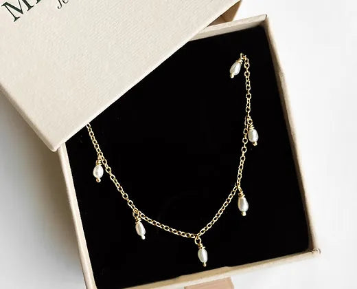 Seven Pearl Necklace 24k FG