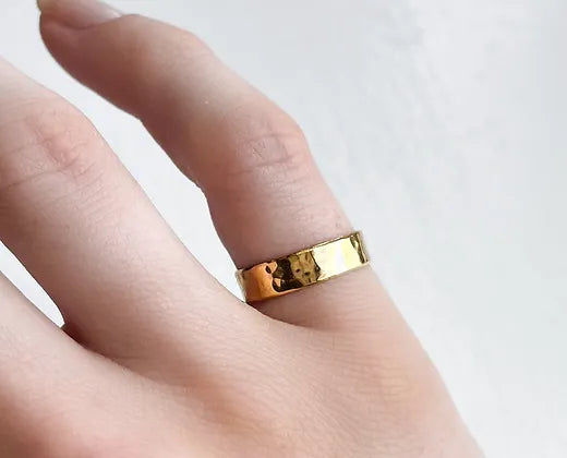 Thin Hammered Band Ring 24k FG
